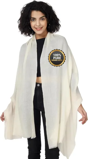 PASHWRAP Ultra-Thin Merino Wool Scarf Soft & Warm Kashmiri Cashmere Wrap for Women, Valentine's Gift Pack of 1