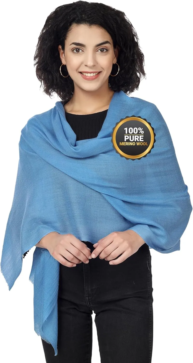 PASHWRAP Ultra-Thin Merino Wool Scarf Soft & Warm Kashmiri Cashmere Wrap for Women, Valentine's Gift Pack of 1