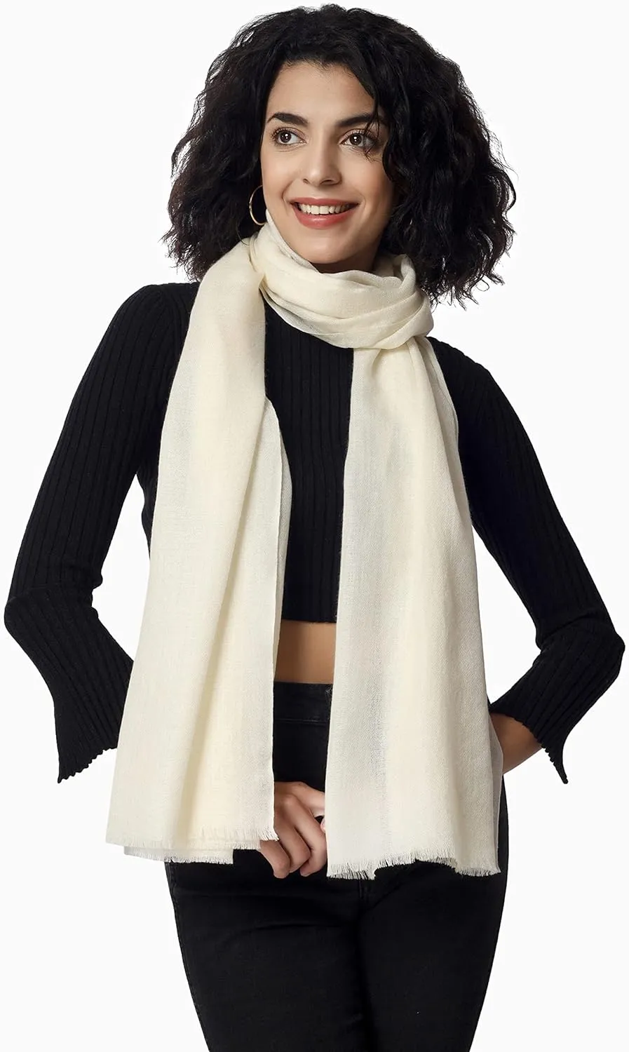 PASHWRAP Ultra-Thin Merino Wool Scarf Soft & Warm Kashmiri Cashmere Wrap for Women, Valentine's Gift Pack of 1