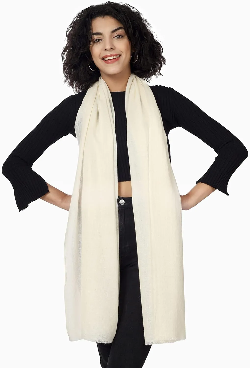 PASHWRAP Ultra-Thin Merino Wool Scarf Soft & Warm Kashmiri Cashmere Wrap for Women, Valentine's Gift Pack of 1