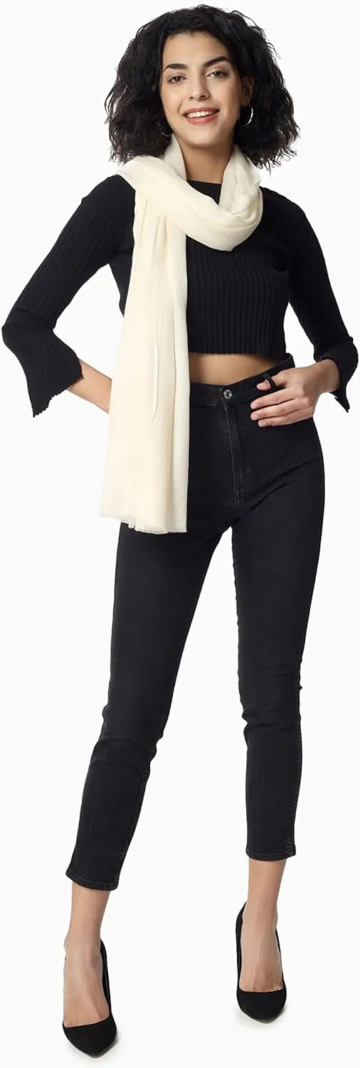PASHWRAP Ultra-Thin Merino Wool Scarf Soft & Warm Kashmiri Cashmere Wrap for Women, Valentine's Gift Pack of 1