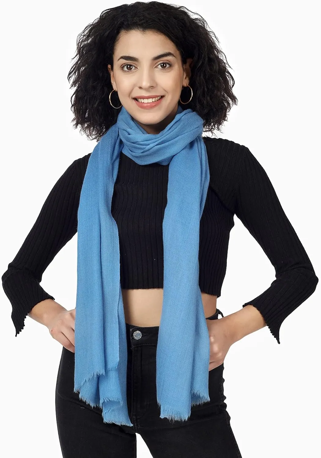 PASHWRAP Ultra-Thin Merino Wool Scarf Soft & Warm Kashmiri Cashmere Wrap for Women, Valentine's Gift Pack of 1