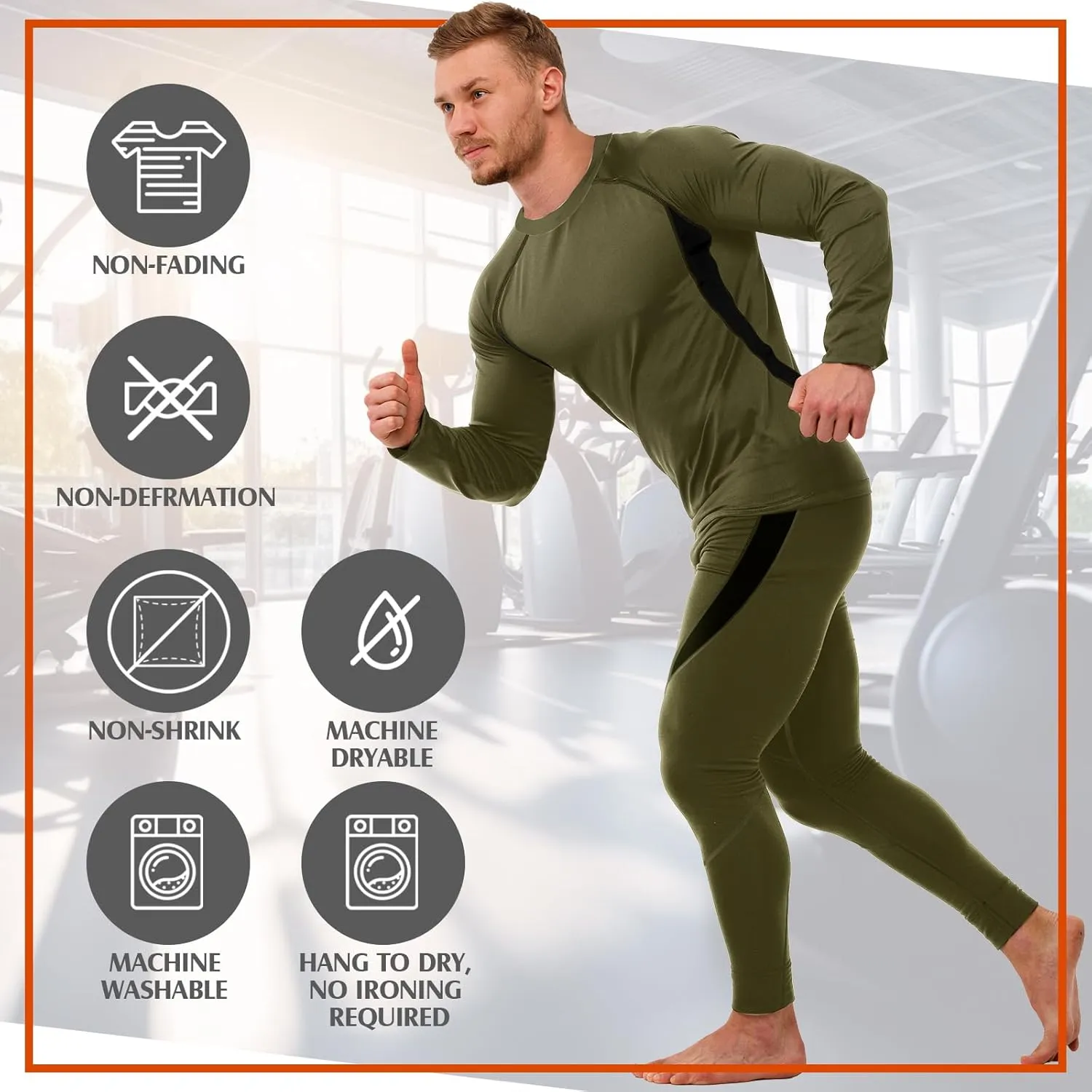 Patelai 3 Sets Men's Thermal Underwear Set Fleece Lined Base Layer Top Bottom Set Warm Hunting Skiing Gear for Cold Weather
