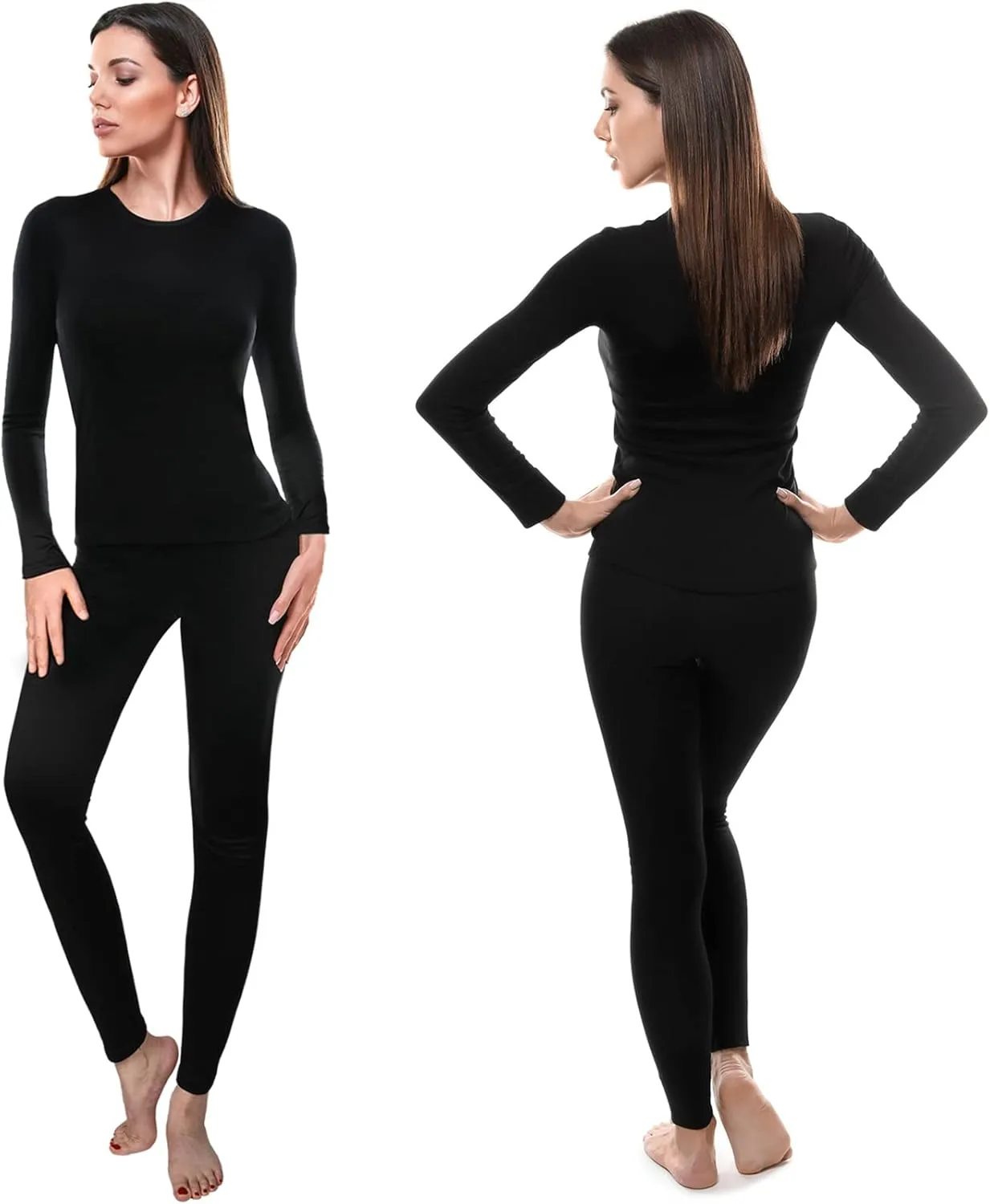 Patelai 5 Set Women Thermal Underwear Sets Fleece Lined Long Johns Winter Warm Base Layer Top and Bottom for Cold Weather