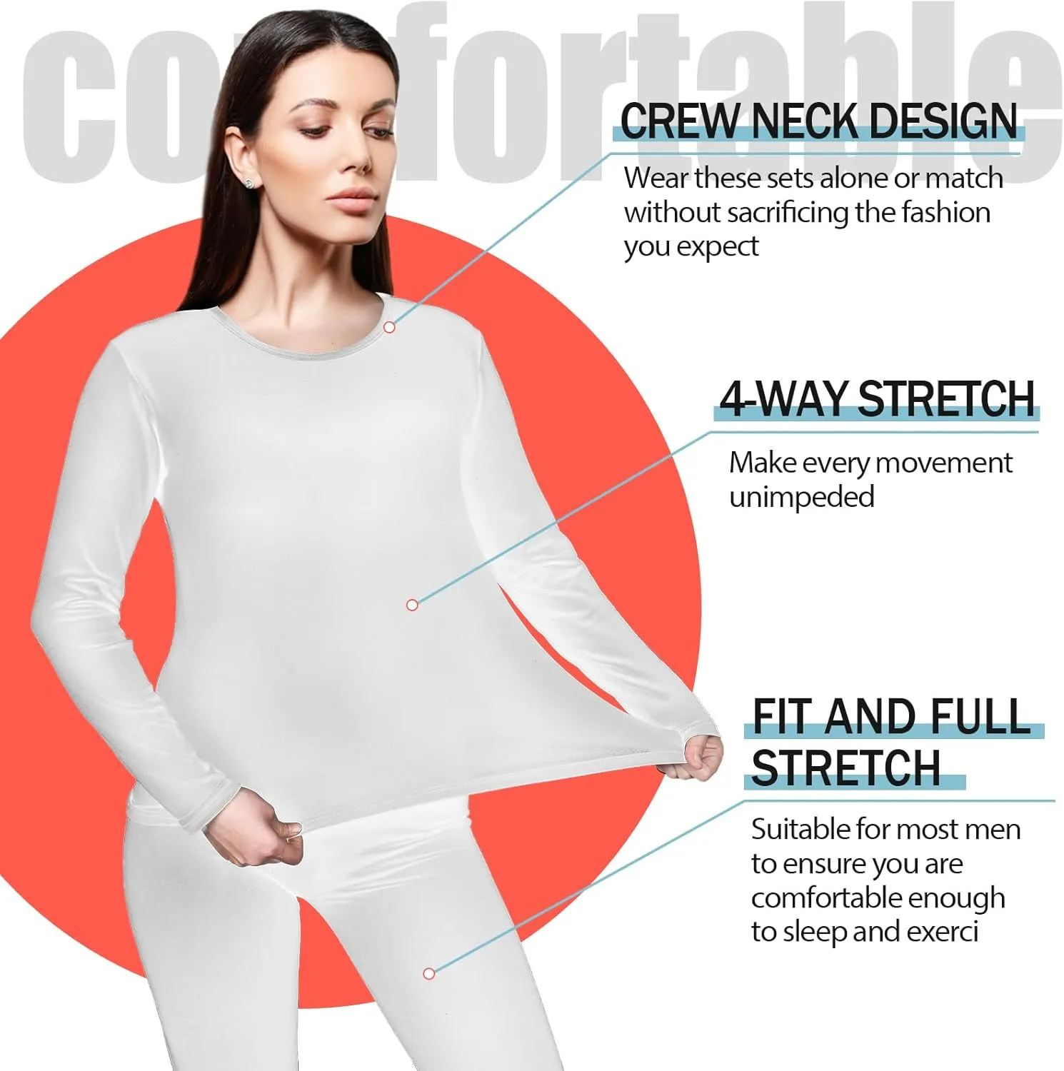 Patelai 5 Set Women Thermal Underwear Sets Fleece Lined Long Johns Winter Warm Base Layer Top and Bottom for Cold Weather