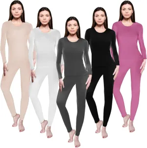 Patelai 5 Set Women Thermal Underwear Sets Fleece Lined Long Johns Winter Warm Base Layer Top and Bottom for Cold Weather