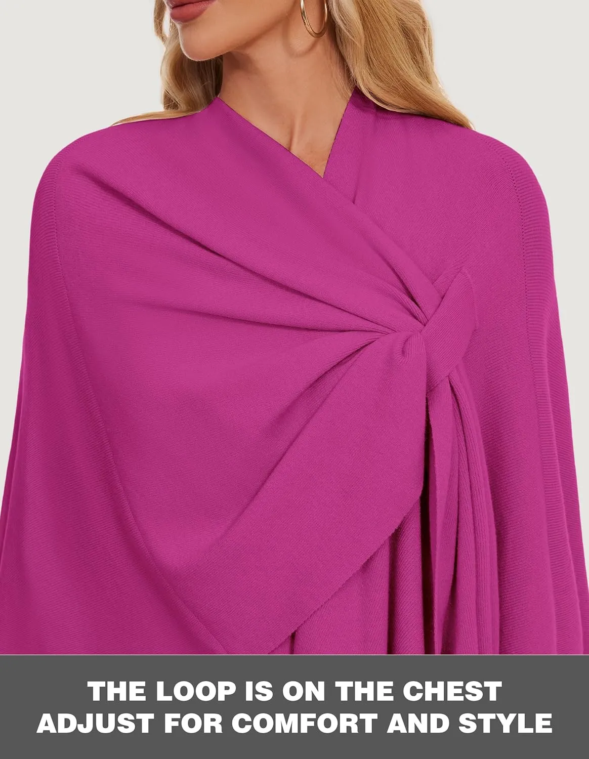 PULI Womens Elegant Cross Front Shawl Wraps Knitted Ponchos Cape Light Weight Poncho Sweater Soft Warm Travel Wraps
