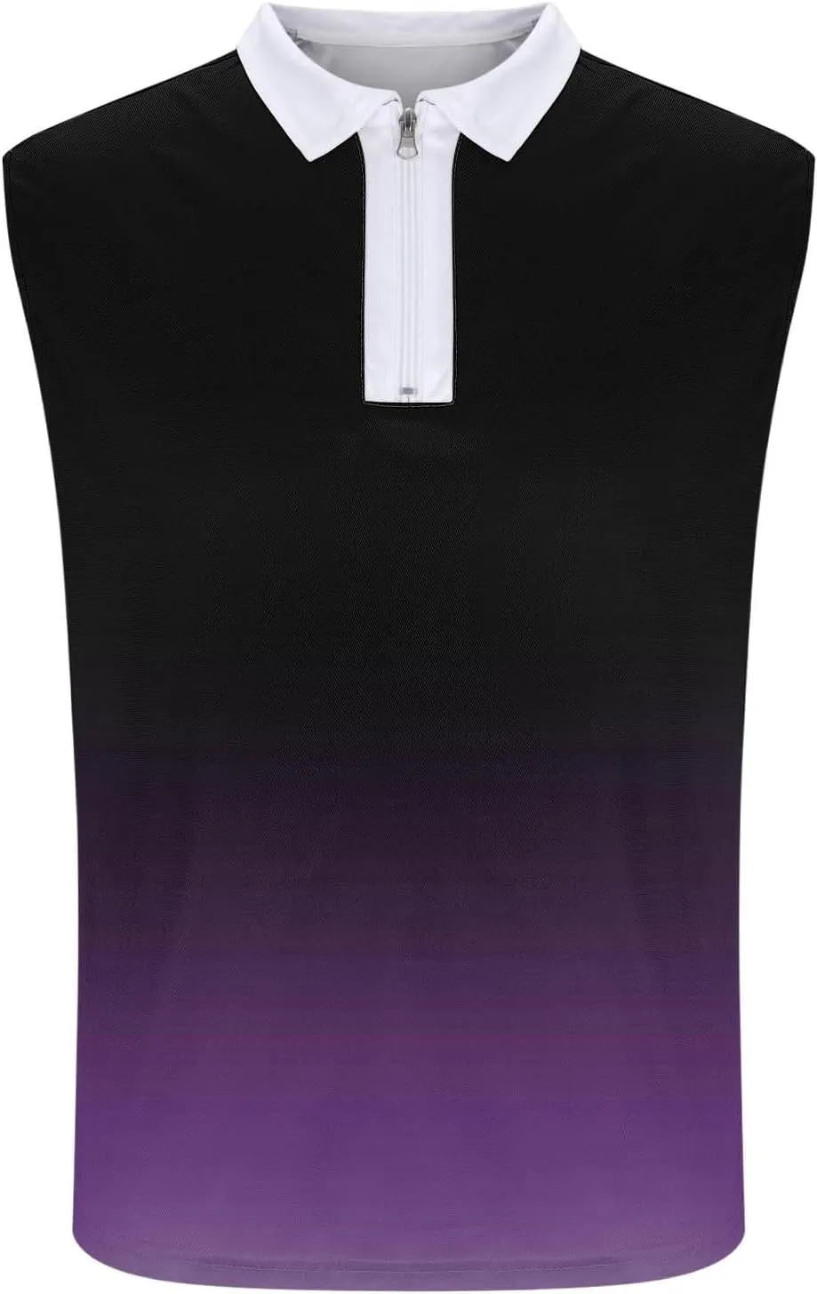 Quarter Zip Collared Pullover Tops Men Muscle Fit Sleeveless Shirts Tie Dye Vintage Tees Summer Beach Active Tank Top