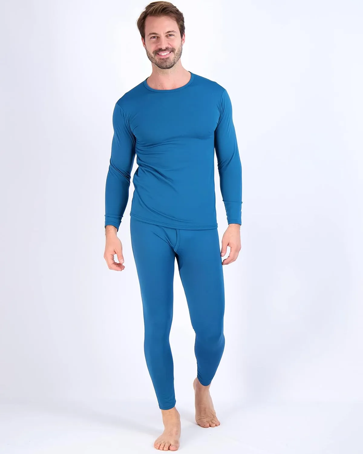 Real Essentials 4 Piece: Men's Thermal Underwear Sets - Long Sleeve Top & Bottom Fleece Long Johns (Available in Big & Tall)
