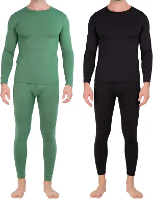 Real Essentials 4 Piece: Men's Thermal Underwear Sets - Long Sleeve Top & Bottom Fleece Long Johns (Available in Big & Tall)