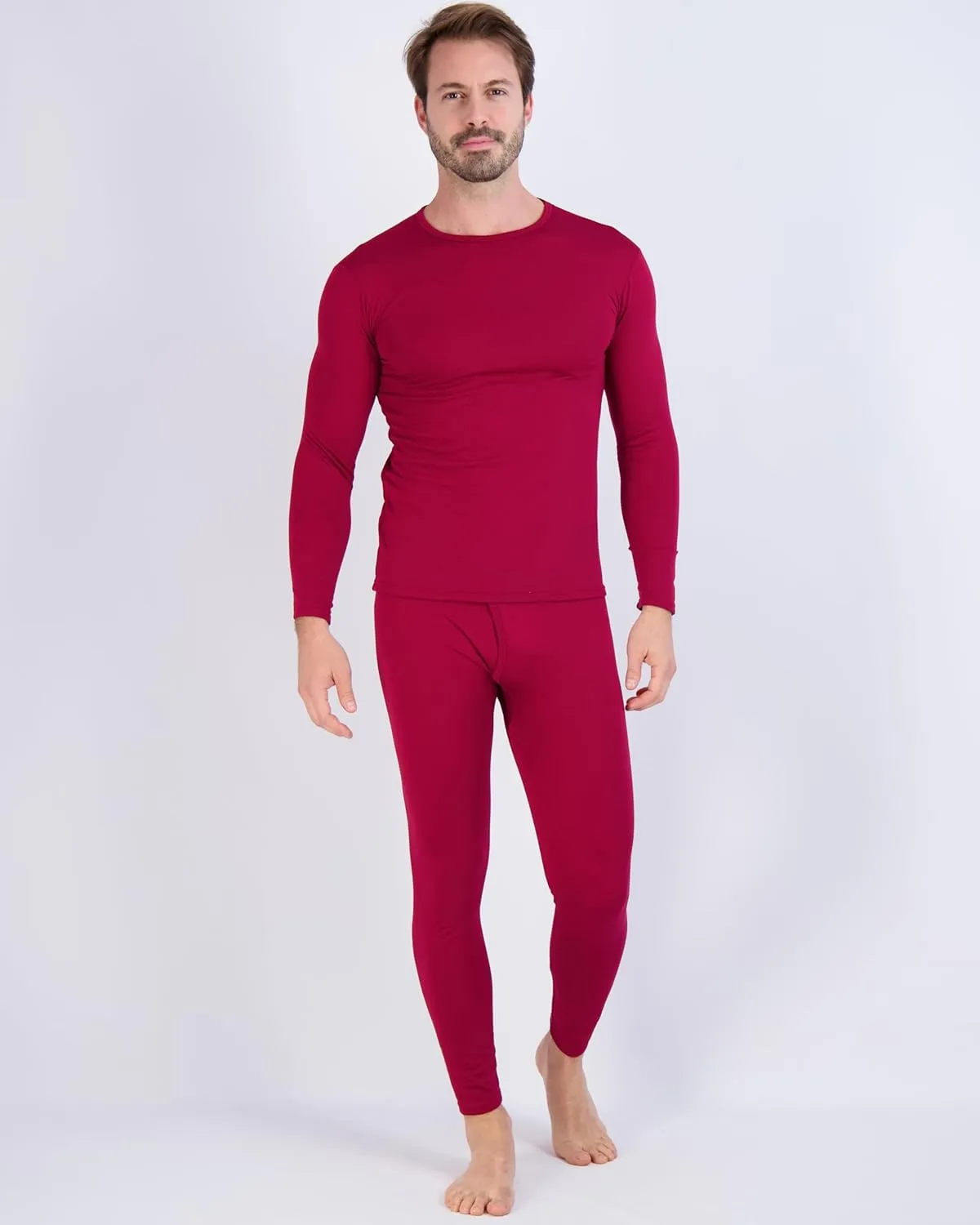 Real Essentials 4 Piece: Men's Thermal Underwear Sets - Long Sleeve Top & Bottom Fleece Long Johns (Available in Big & Tall)