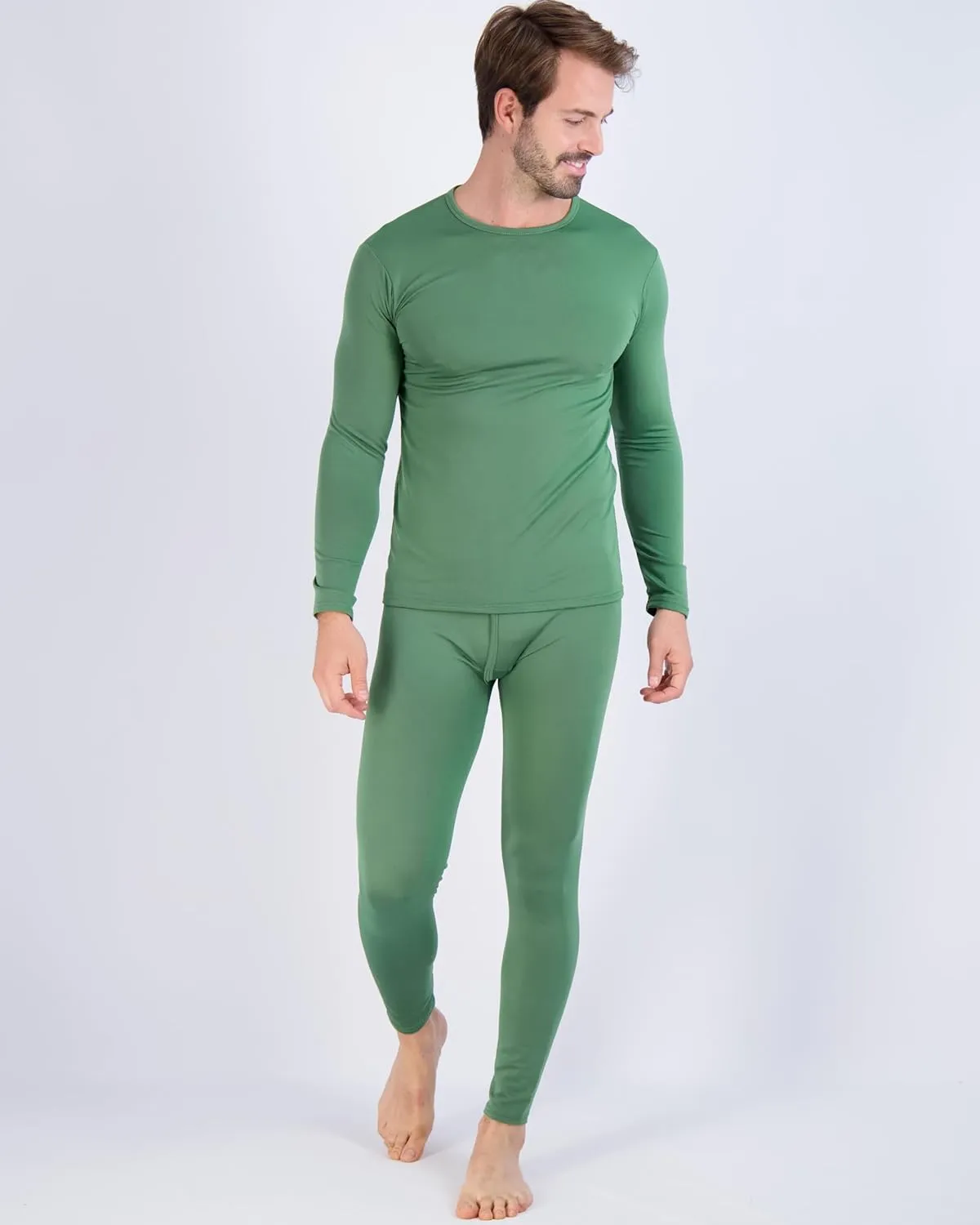 Real Essentials 4 Piece: Men's Thermal Underwear Sets - Long Sleeve Top & Bottom Fleece Long Johns (Available in Big & Tall)