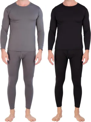 Real Essentials 4 Piece: Men's Thermal Underwear Sets - Long Sleeve Top & Bottom Fleece Long Johns (Available in Big & Tall)
