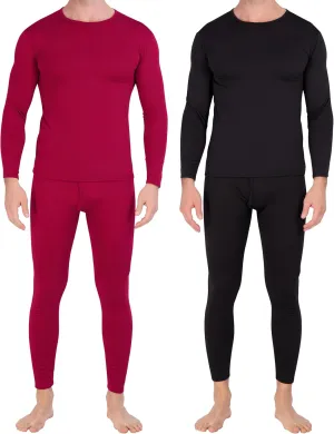 Real Essentials 4 Piece: Men's Thermal Underwear Sets - Long Sleeve Top & Bottom Fleece Long Johns (Available in Big & Tall)