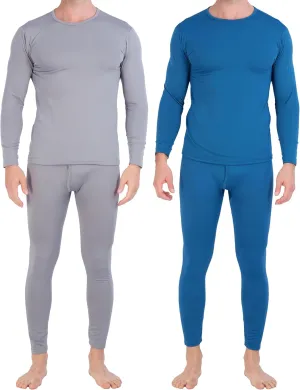Real Essentials 4 Piece: Men's Thermal Underwear Sets - Long Sleeve Top & Bottom Fleece Long Johns (Available in Big & Tall)