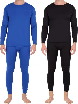 Real Essentials 4 Piece: Men's Thermal Underwear Sets - Long Sleeve Top & Bottom Fleece Long Johns (Available in Big & Tall)