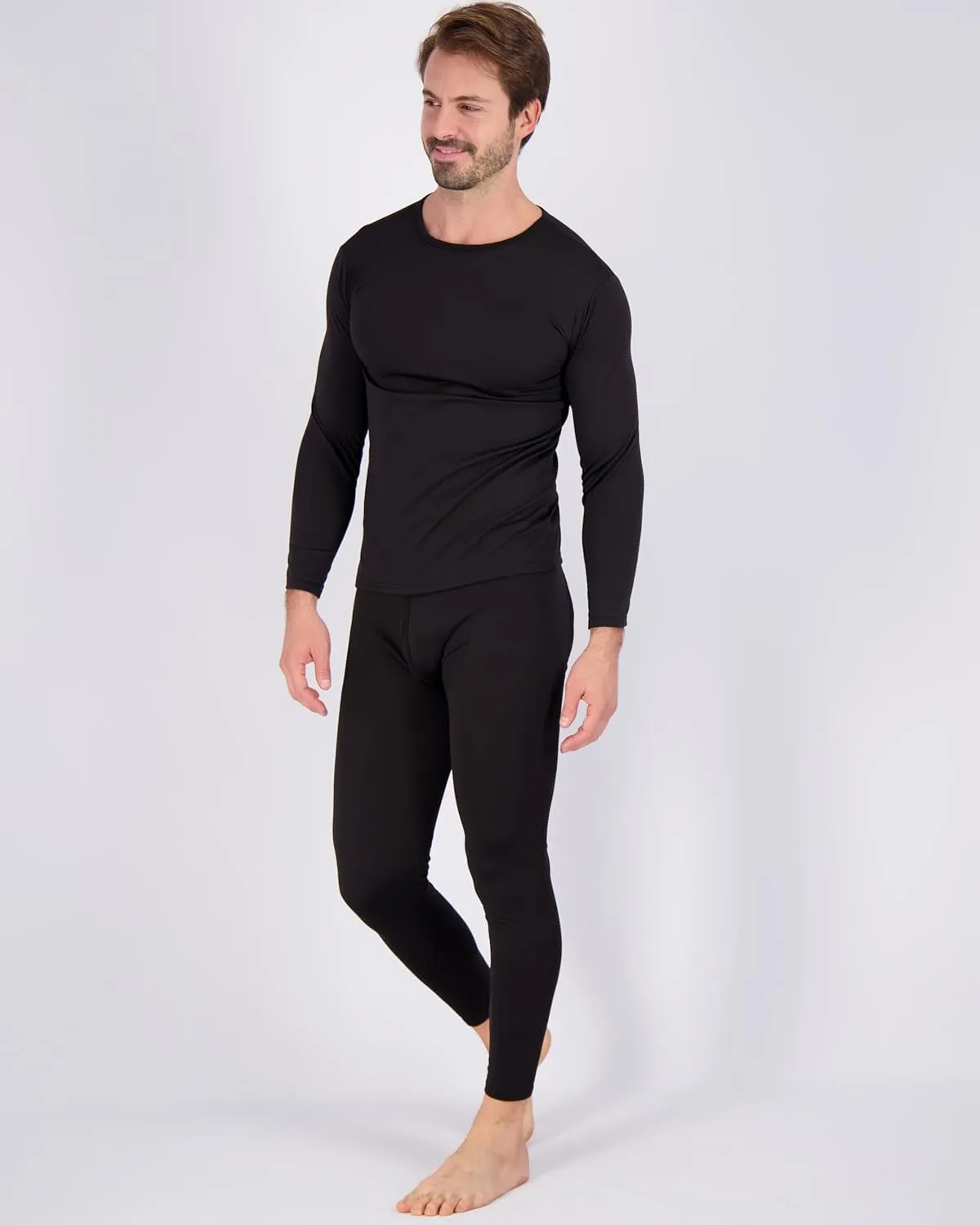 Real Essentials 4 Piece: Men's Thermal Underwear Sets - Long Sleeve Top & Bottom Fleece Long Johns (Available in Big & Tall)