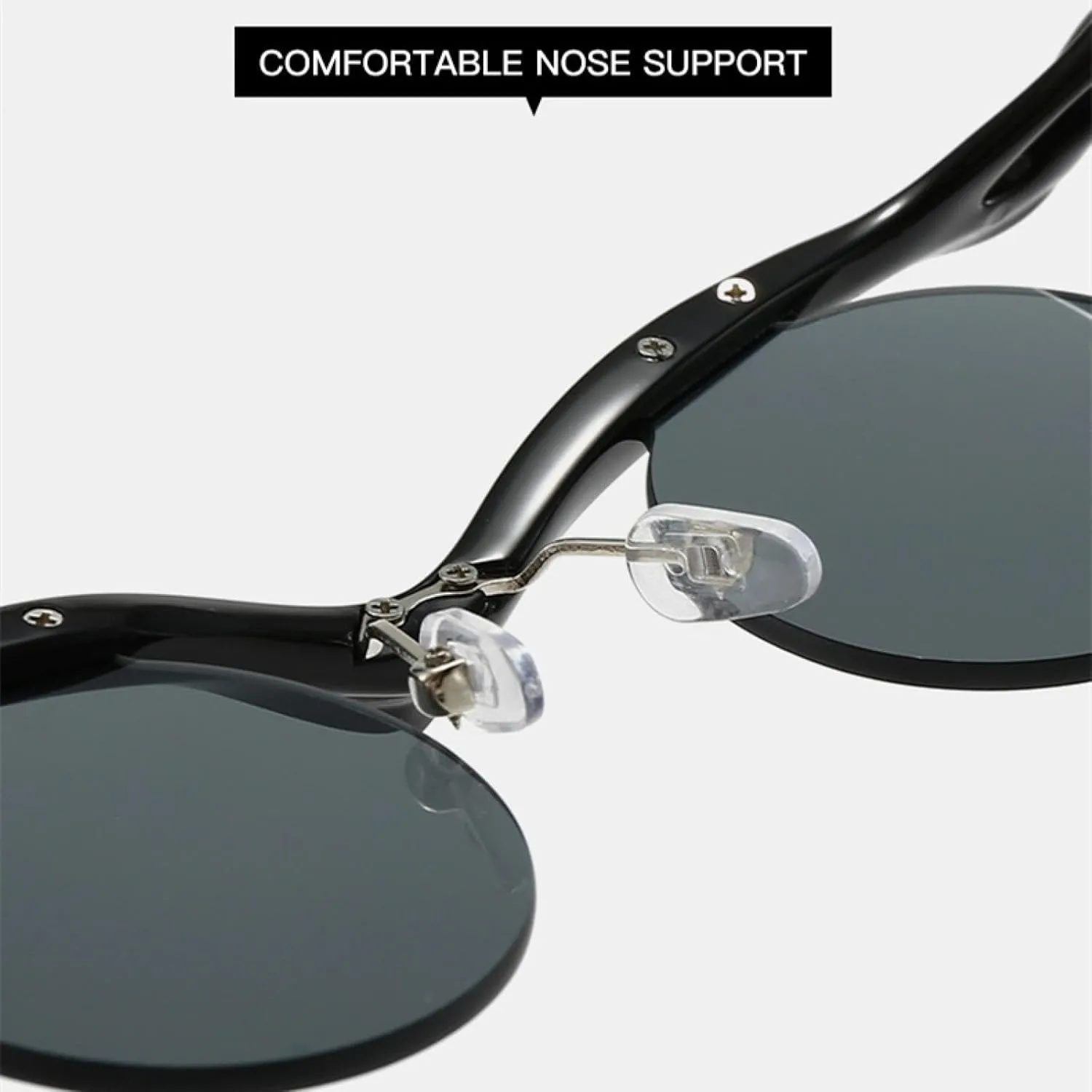Round Rimless Punk Sunglasses for Women Luxury Special Shape Trendy