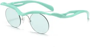 Round Rimless Punk Sunglasses for Women Luxury Special Shape Trendy