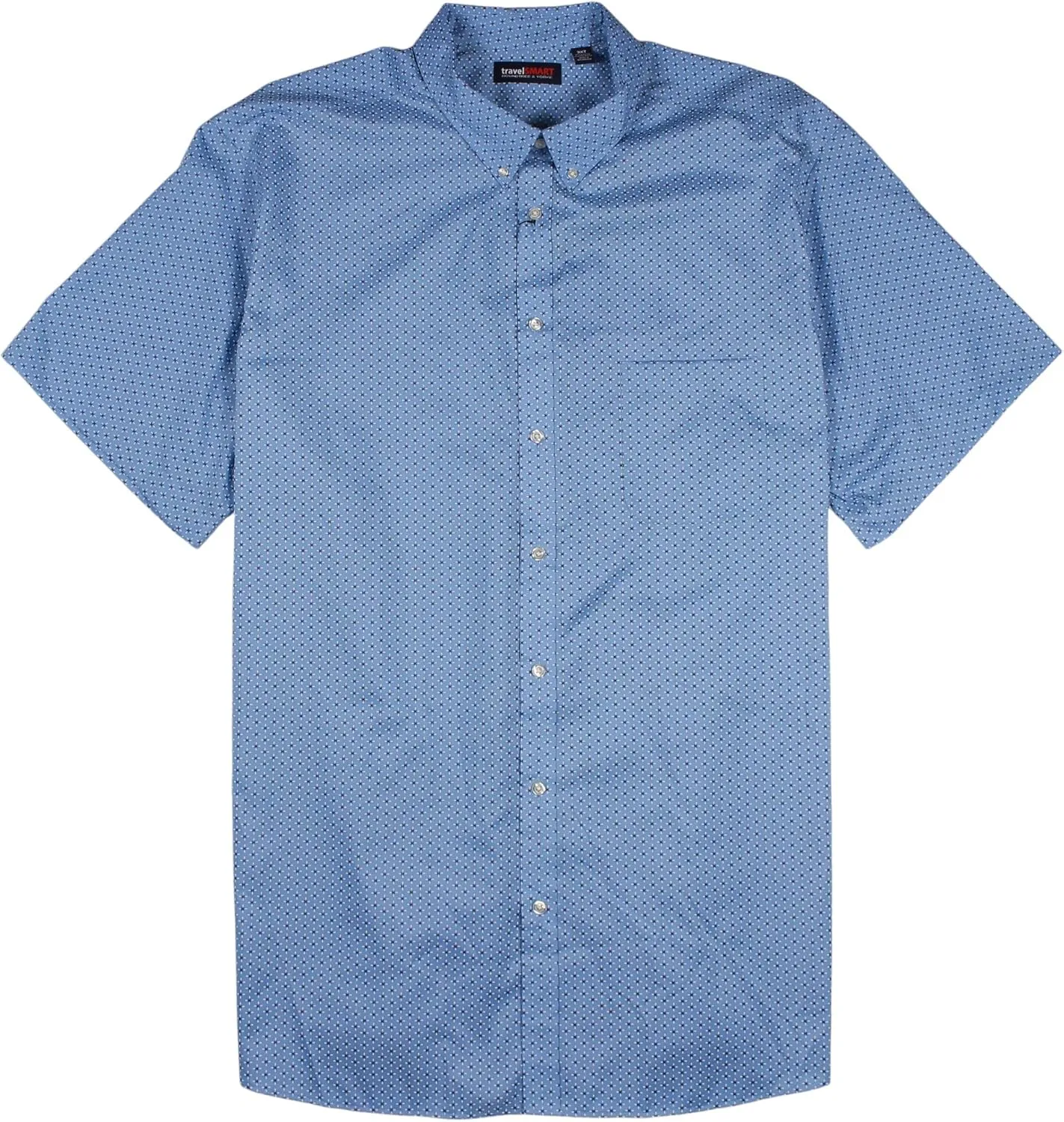 Roundtree & Yorke TravelSMART Men's Big and Tall Short Sleeve Button-Down Shirt Wrinkle Resistant Non-Iron Easy-Care