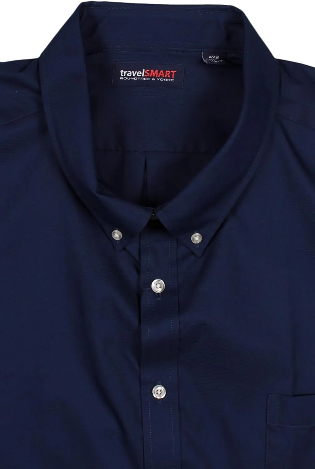 Roundtree & Yorke TravelSMART Men's Big and Tall Short Sleeve Button-Down Shirt Wrinkle Resistant Non-Iron Easy-Care