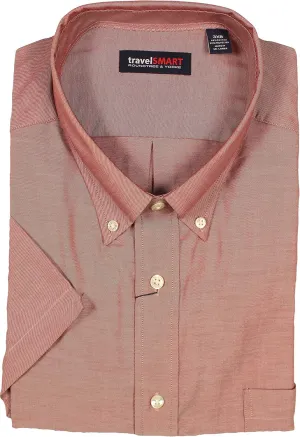 Roundtree & Yorke TravelSMART Men's Big and Tall Short Sleeve Button-Down Shirt Wrinkle Resistant Non-Iron Easy-Care