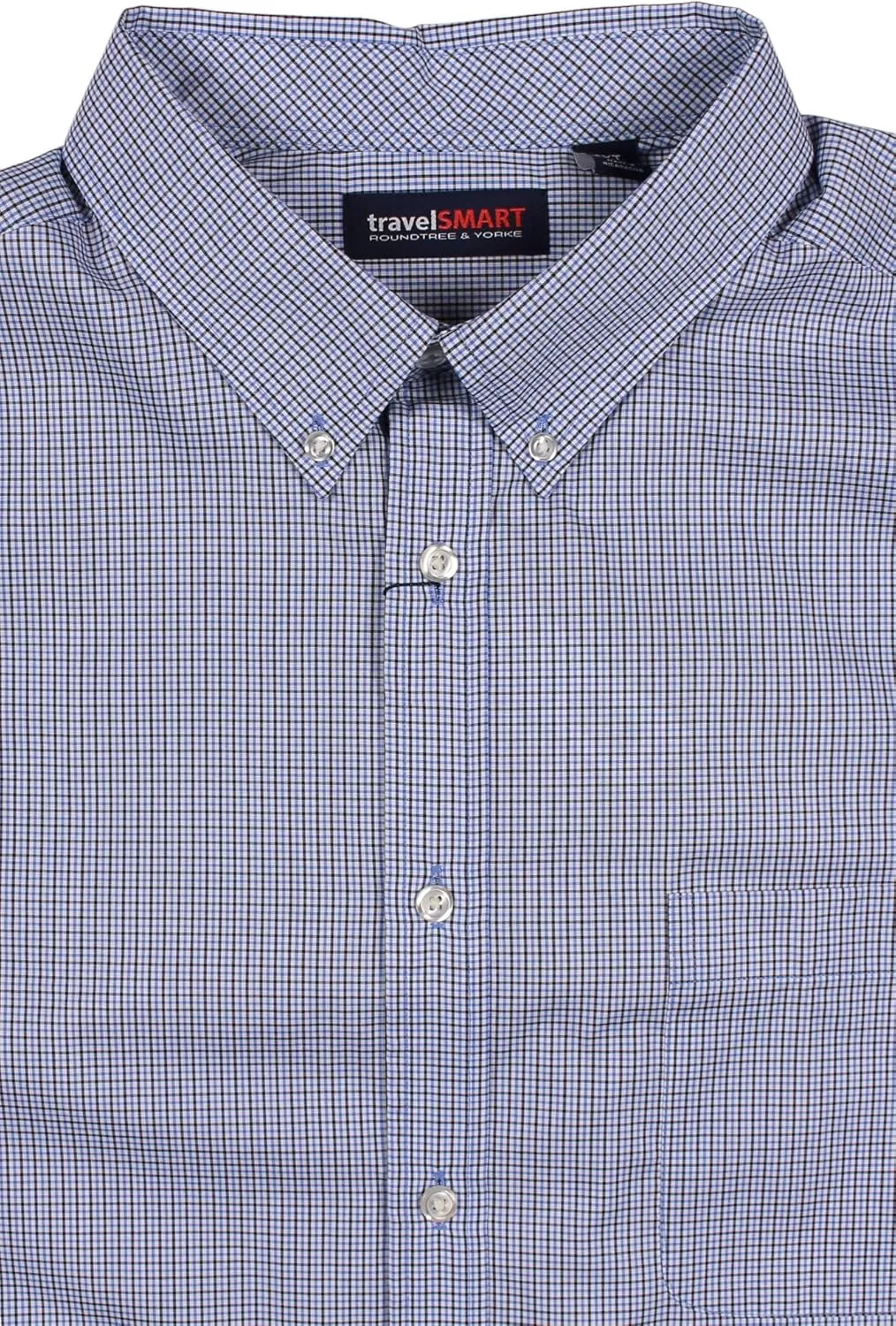 Roundtree & Yorke TravelSMART Men's Big and Tall Short Sleeve Button-Down Shirt Wrinkle Resistant Non-Iron Easy-Care