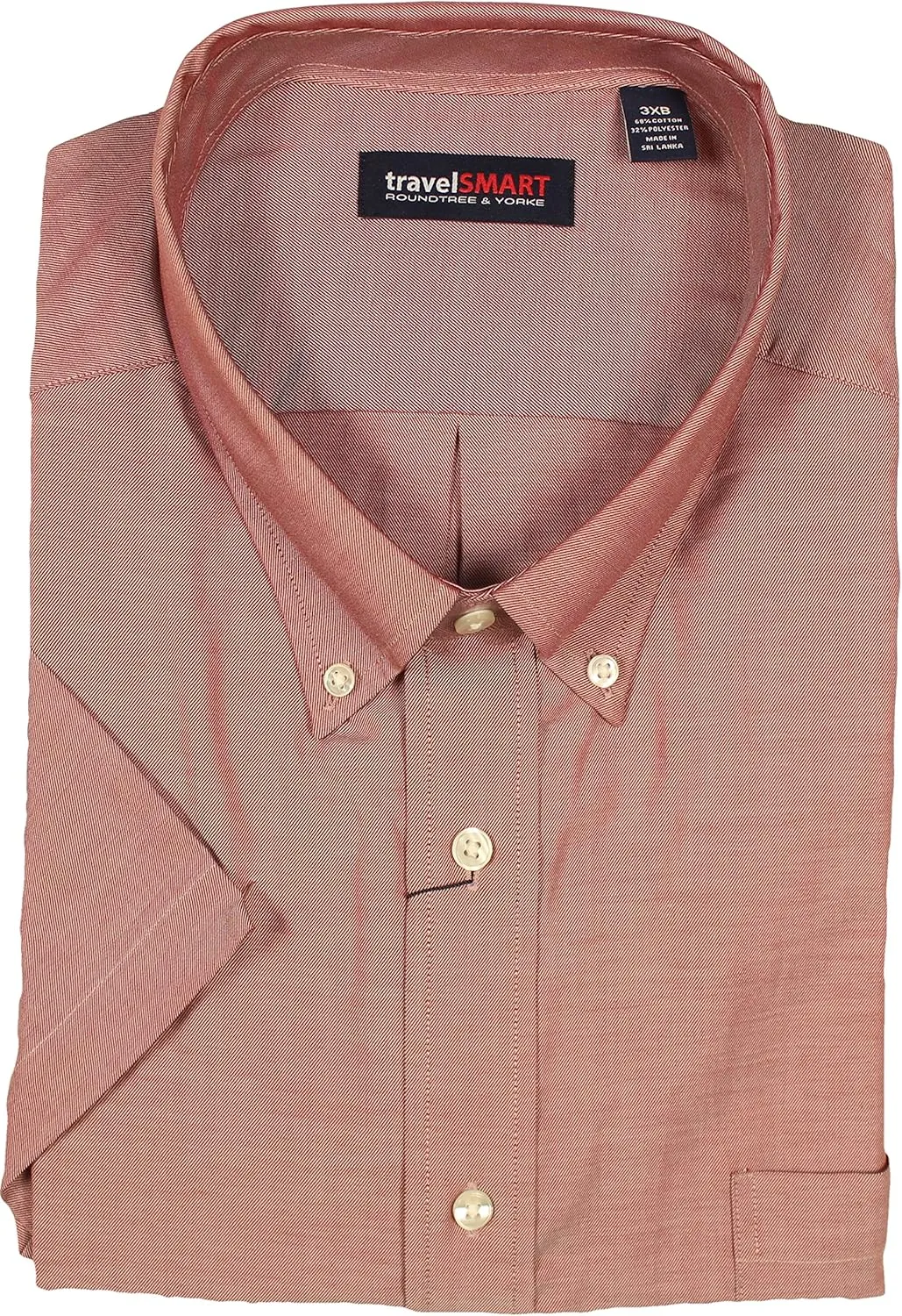 Roundtree & Yorke TravelSMART Men's Big and Tall Short Sleeve Button-Down Shirt Wrinkle Resistant Non-Iron Easy-Care