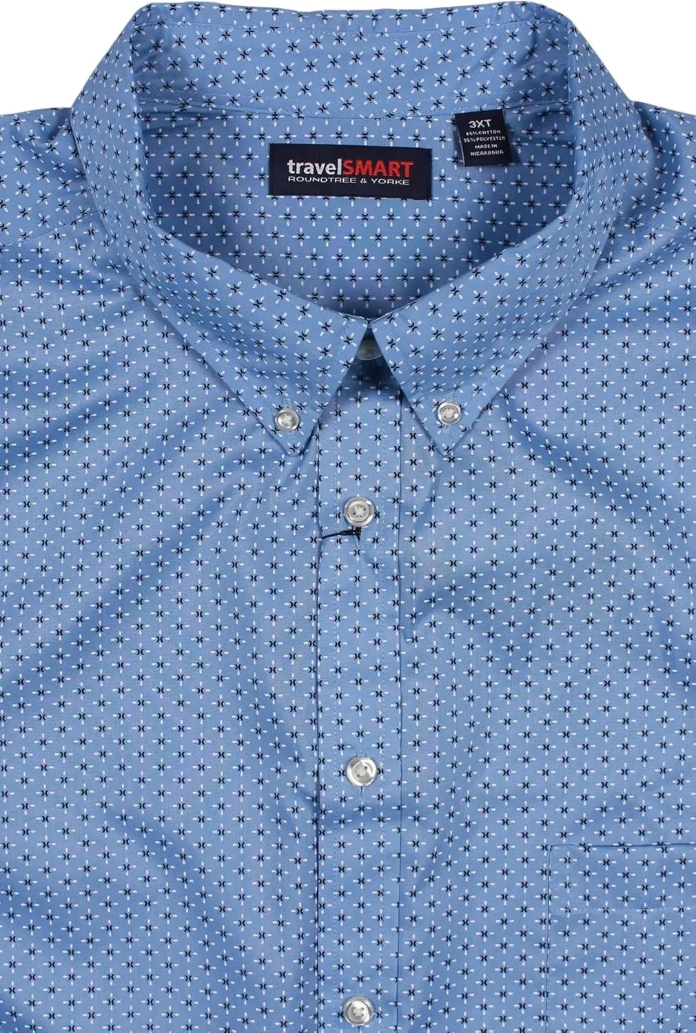 Roundtree & Yorke TravelSMART Men's Big and Tall Short Sleeve Button-Down Shirt Wrinkle Resistant Non-Iron Easy-Care