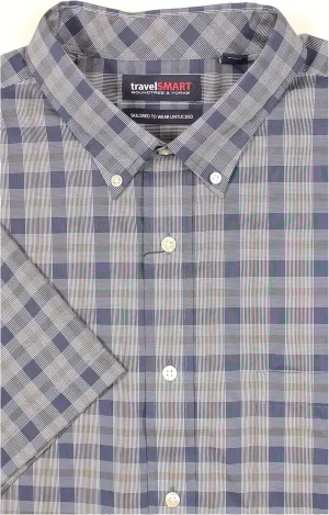 Roundtree & Yorke TravelSMART Men's Big and Tall Short Sleeve Button-Down Shirt Wrinkle Resistant Non-Iron Easy-Care