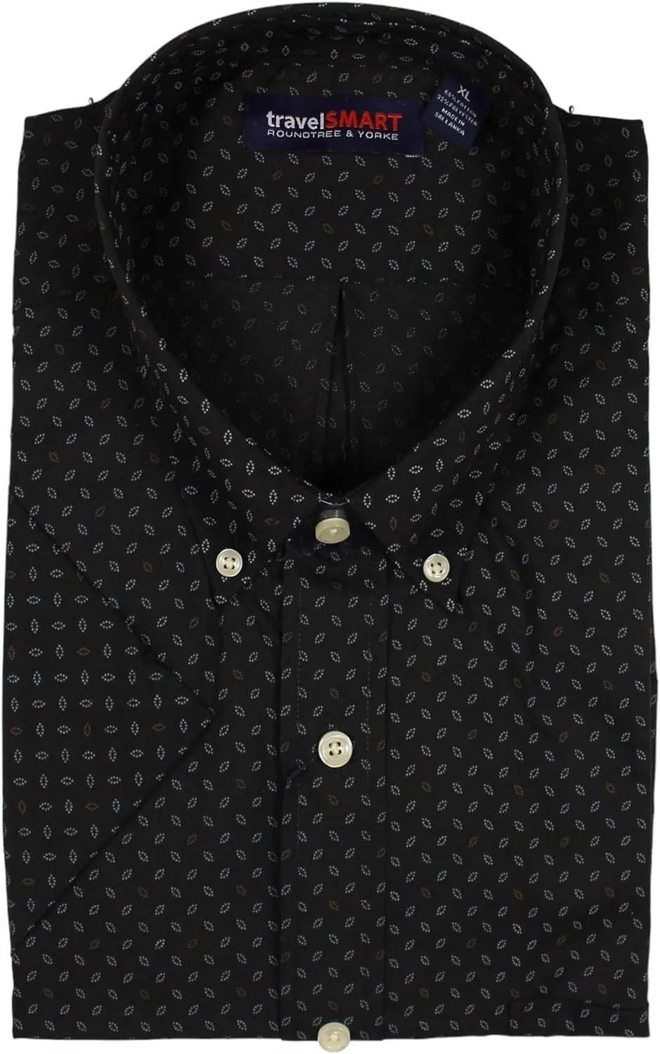 Roundtree & Yorke TravelSMART Men's Short Sleeve Button-Down Shirt Wrinkle Resistant Non-Iron Regular Sizes