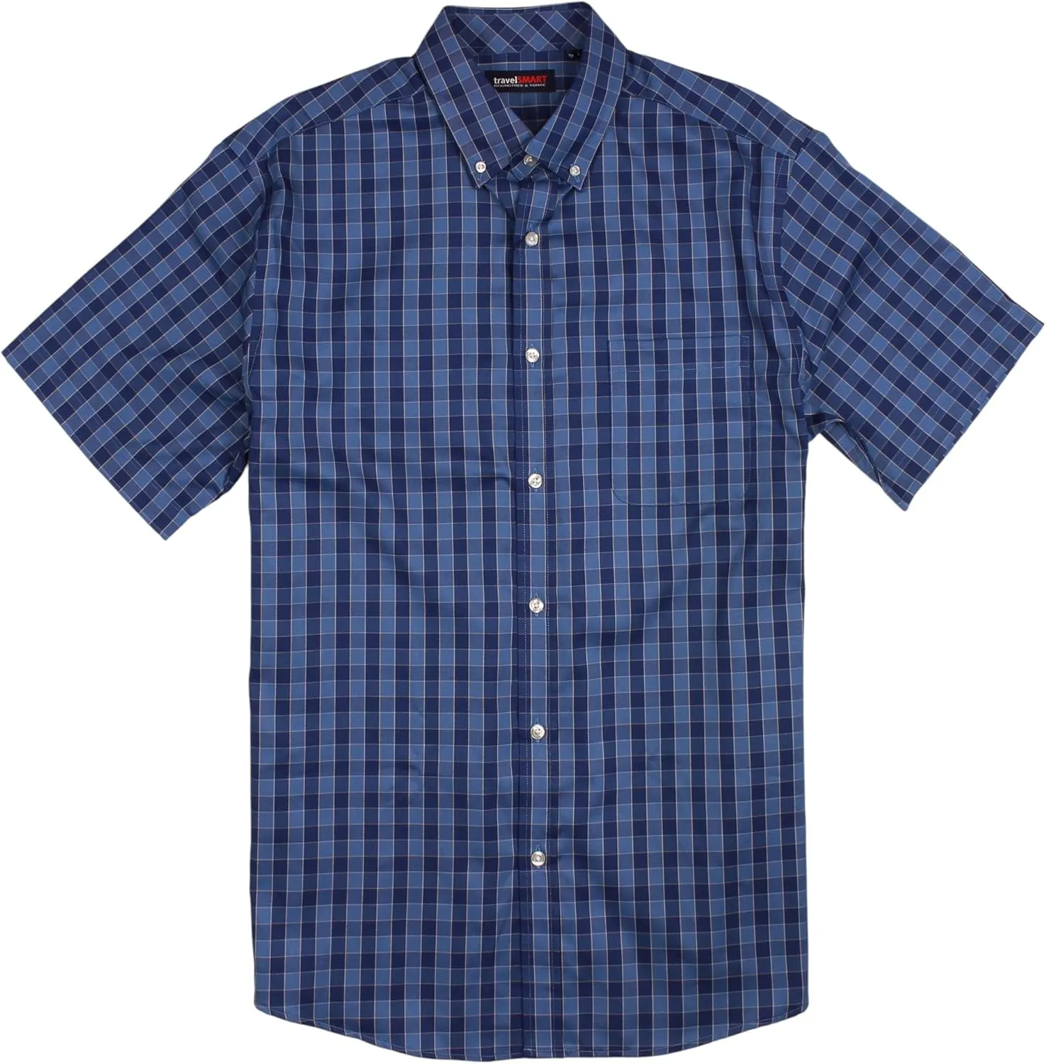 Roundtree & Yorke TravelSMART Men's Short Sleeve Button-Down Shirt Wrinkle Resistant Non-Iron Regular Sizes