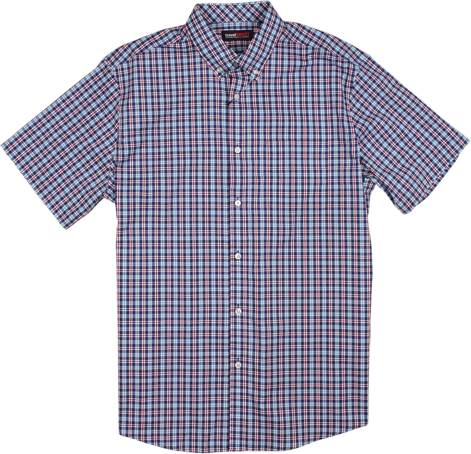 Roundtree & Yorke TravelSMART Men's Short Sleeve Button-Down Shirt Wrinkle Resistant Non-Iron Regular Sizes