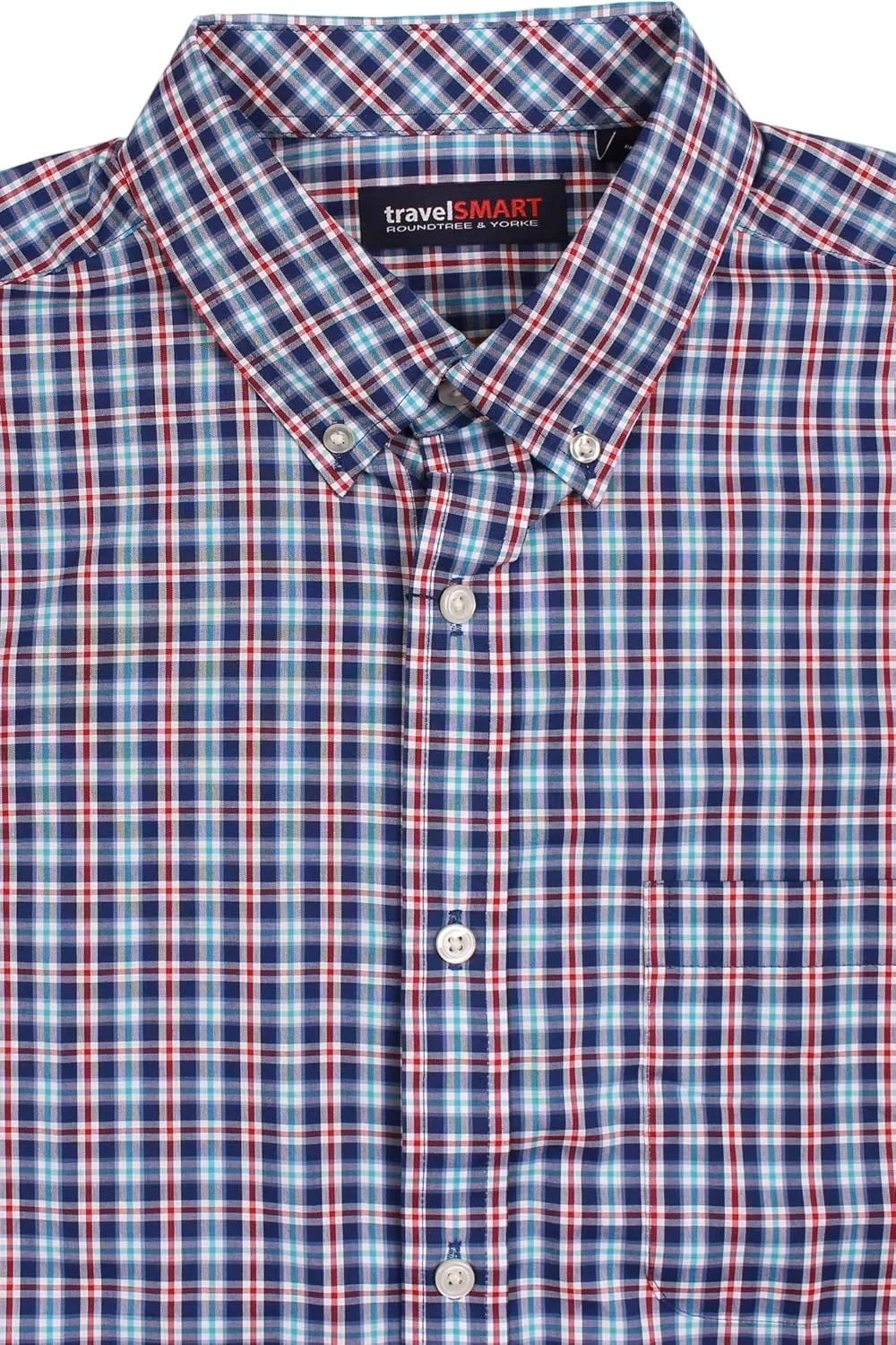 Roundtree & Yorke TravelSMART Men's Short Sleeve Button-Down Shirt Wrinkle Resistant Non-Iron Regular Sizes