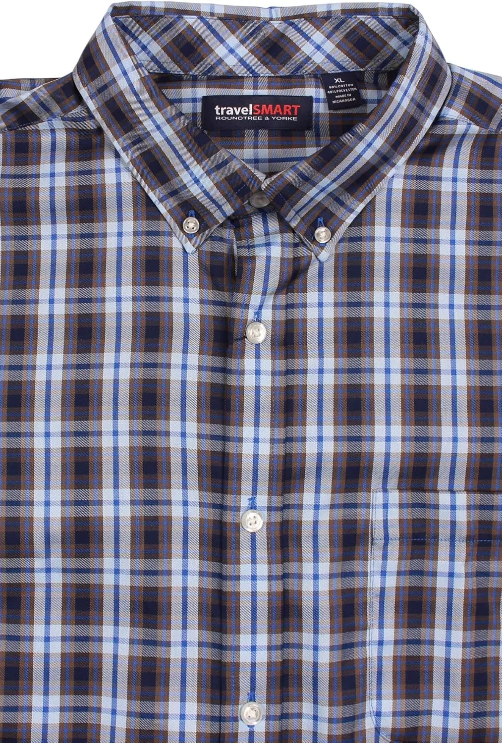 Roundtree & Yorke TravelSMART Men's Short Sleeve Button-Down Shirt Wrinkle Resistant Non-Iron Regular Sizes