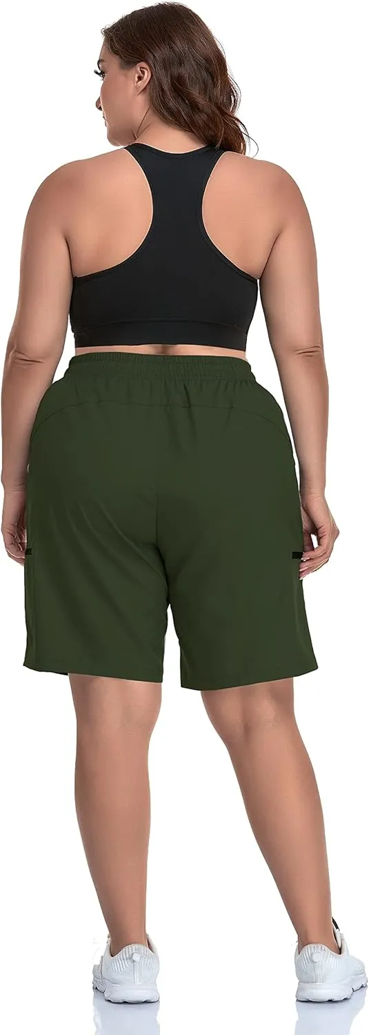 SEKINO Women's Plus Size Hiking Cargo Shorts Lightweight Quick Dry Summer Shorts Athletic Outdoor Shorts Zippered Pockets