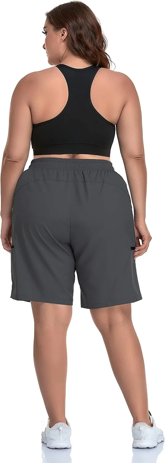 SEKINO Women's Plus Size Hiking Cargo Shorts Lightweight Quick Dry Summer Shorts Athletic Outdoor Shorts Zippered Pockets