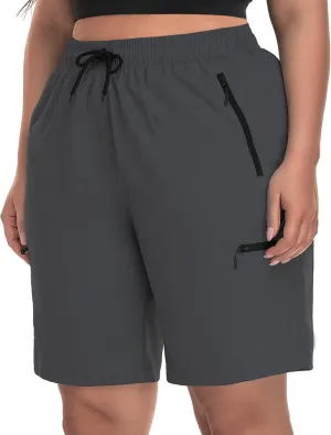 SEKINO Women's Plus Size Hiking Cargo Shorts Lightweight Quick Dry Summer Shorts Athletic Outdoor Shorts Zippered Pockets