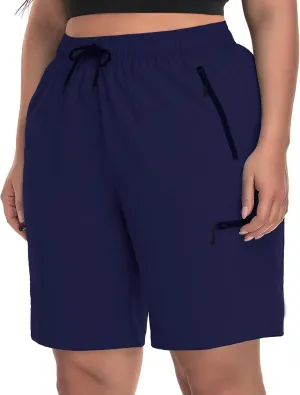 SEKINO Women's Plus Size Hiking Cargo Shorts Lightweight Quick Dry Summer Shorts Athletic Outdoor Shorts Zippered Pockets