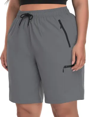 SEKINO Women's Plus Size Hiking Cargo Shorts Lightweight Quick Dry Summer Shorts Athletic Outdoor Shorts Zippered Pockets