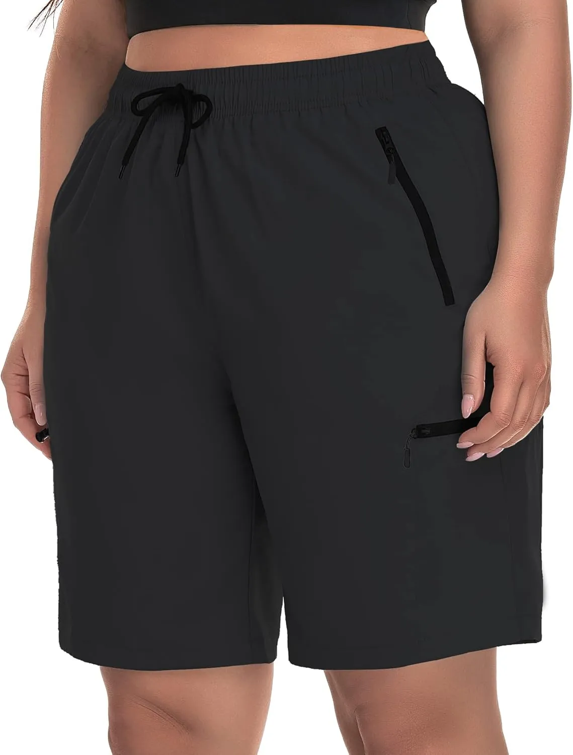 SEKINO Women's Plus Size Hiking Cargo Shorts Lightweight Quick Dry Summer Shorts Athletic Outdoor Shorts Zippered Pockets