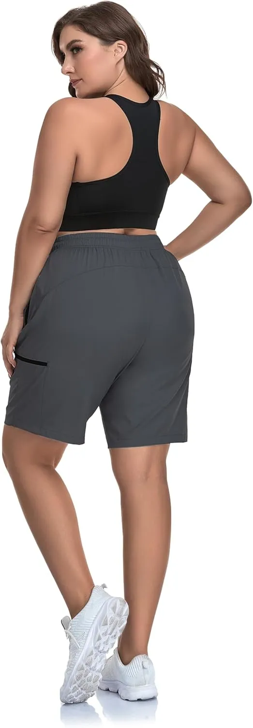 SEKINO Women's Plus Size Hiking Cargo Shorts Lightweight Quick Dry Summer Shorts Athletic Outdoor Shorts Zippered Pockets