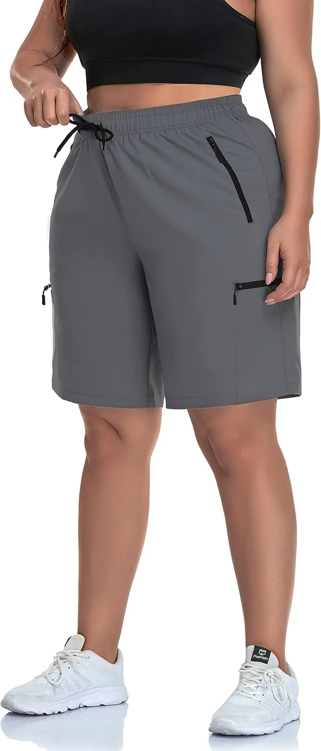 SEKINO Women's Plus Size Hiking Cargo Shorts Lightweight Quick Dry Summer Shorts Athletic Outdoor Shorts Zippered Pockets