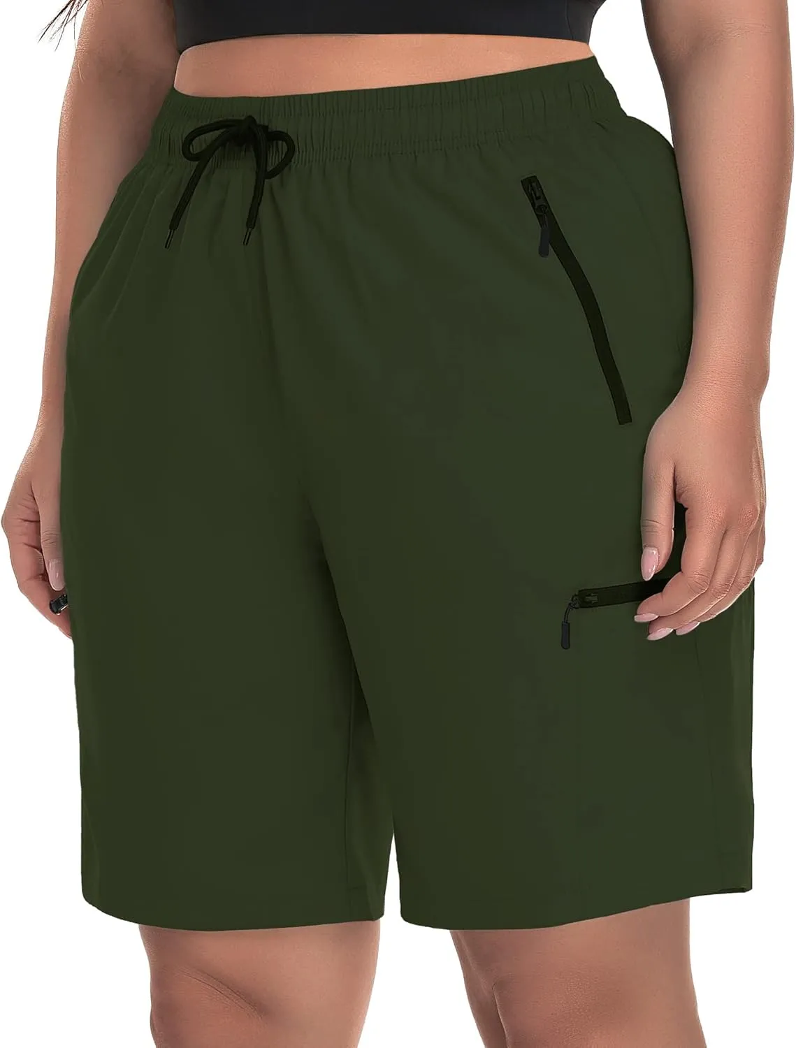 SEKINO Women's Plus Size Hiking Cargo Shorts Lightweight Quick Dry Summer Shorts Athletic Outdoor Shorts Zippered Pockets
