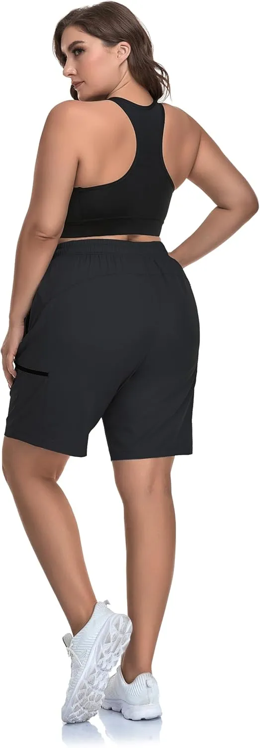 SEKINO Women's Plus Size Hiking Cargo Shorts Lightweight Quick Dry Summer Shorts Athletic Outdoor Shorts Zippered Pockets