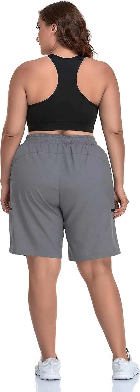 SEKINO Women's Plus Size Hiking Cargo Shorts Lightweight Quick Dry Summer Shorts Athletic Outdoor Shorts Zippered Pockets