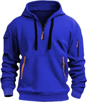 SHAOBGE Tactical Hoodies For Men Quarter Zip Pullover Vintage Workout Hoodies With Pockets Military Tactical Sweatshirt