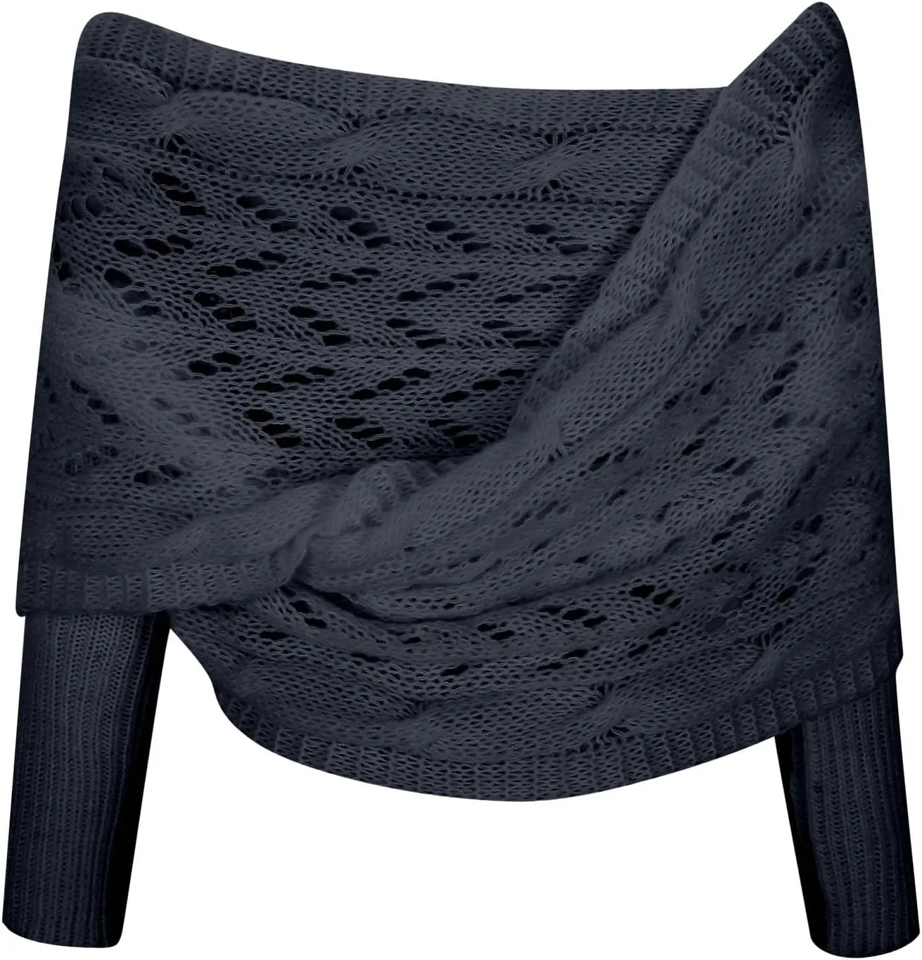 Shawl Wraps for Women Knitted Cable Wrap Sweater for Women Knitted Double Sleeve Scarf Hollow Out Crochet Shrugs