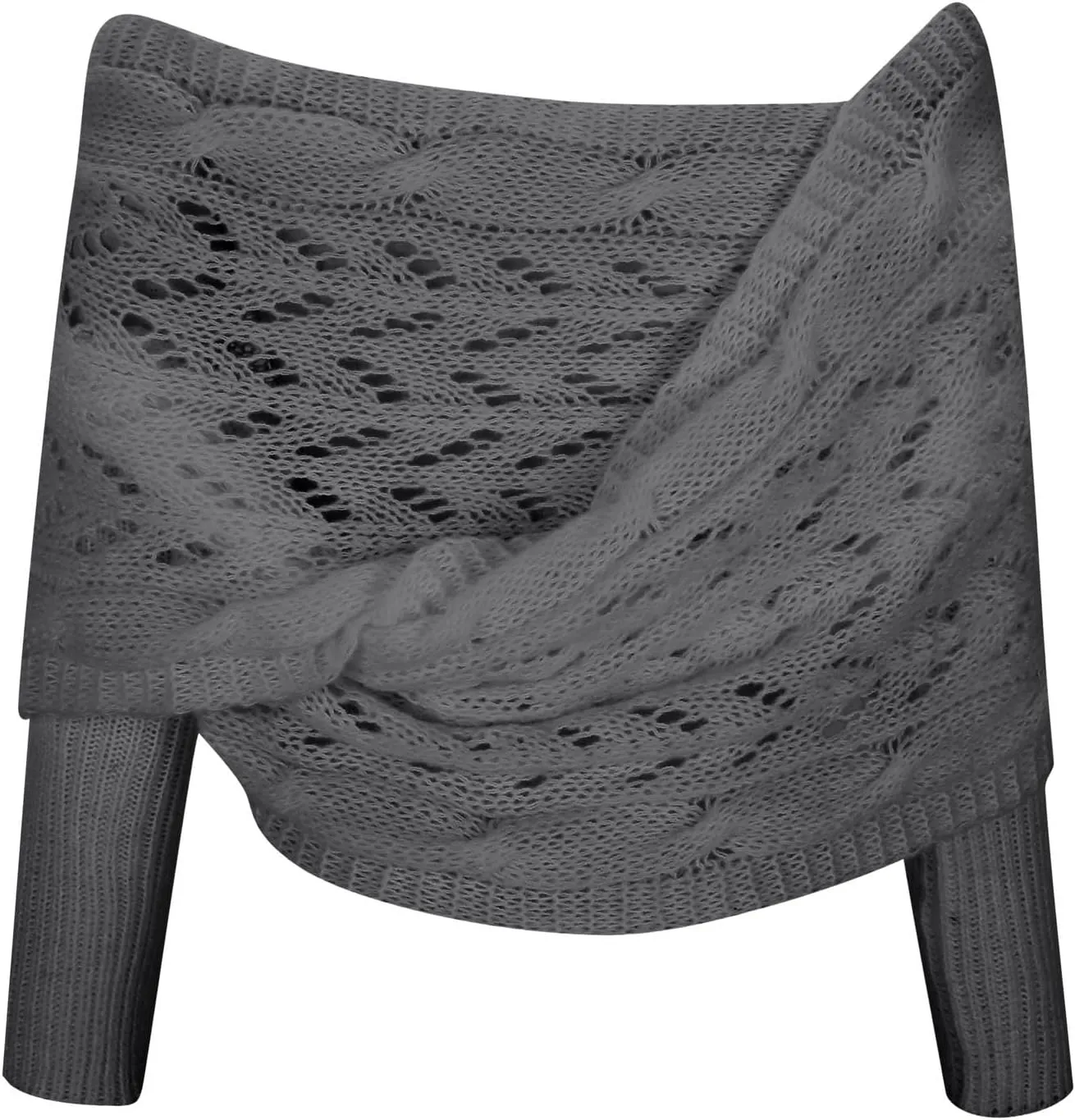 Shawl Wraps for Women Knitted Cable Wrap Sweater for Women Knitted Double Sleeve Scarf Hollow Out Crochet Shrugs