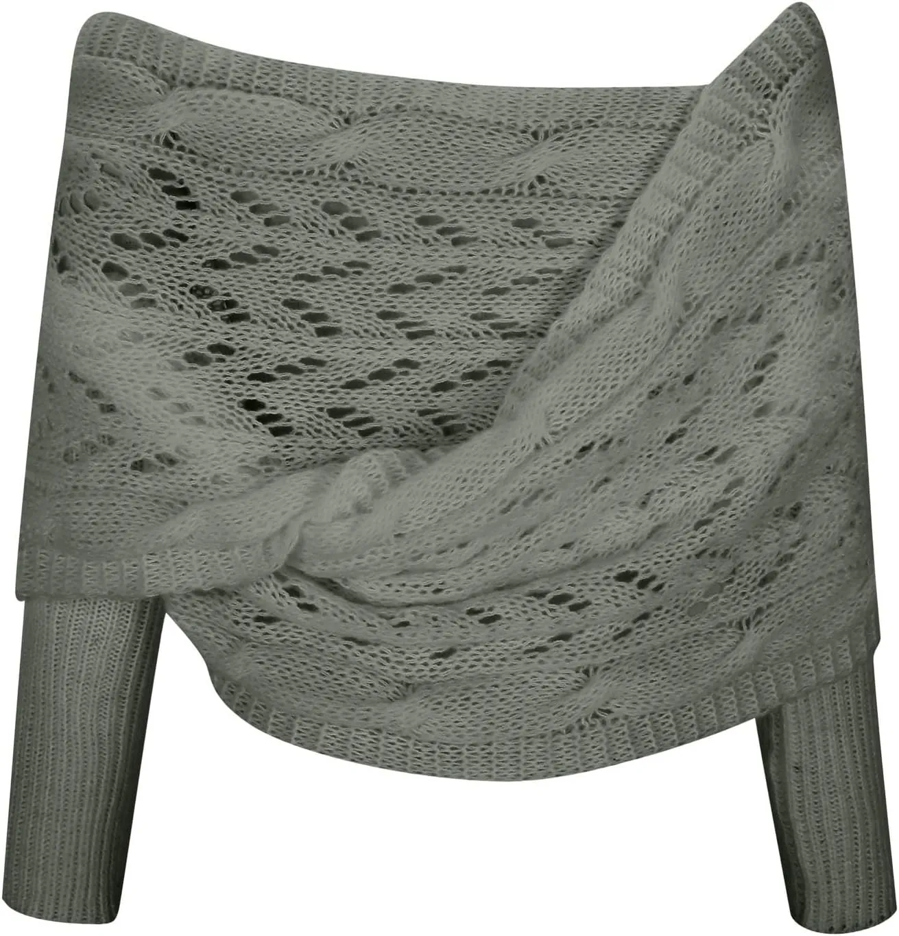 Shawl Wraps for Women Knitted Cable Wrap Sweater for Women Knitted Double Sleeve Scarf Hollow Out Crochet Shrugs